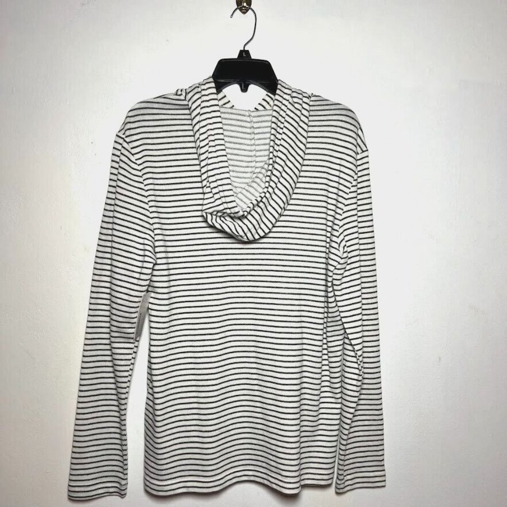 Sonoma Men Life Style Hoodie Light Weight Stretch Knit Cotton Striped Pullover M - Picture 5 of 9